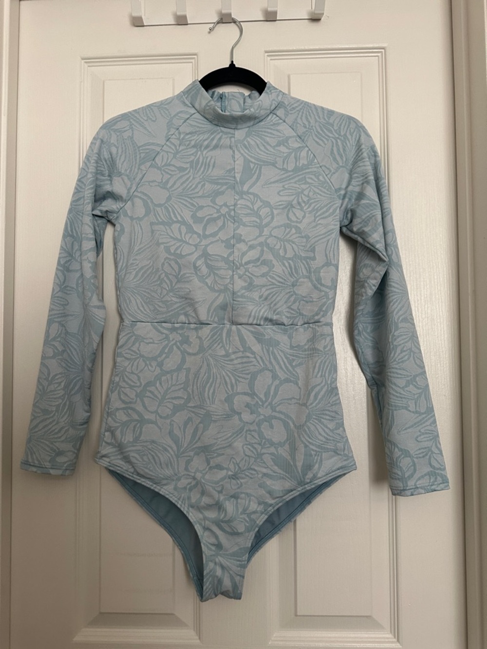 Rip Curl Light Blue Floral Long Sleeve One-Piece Swimsuit
